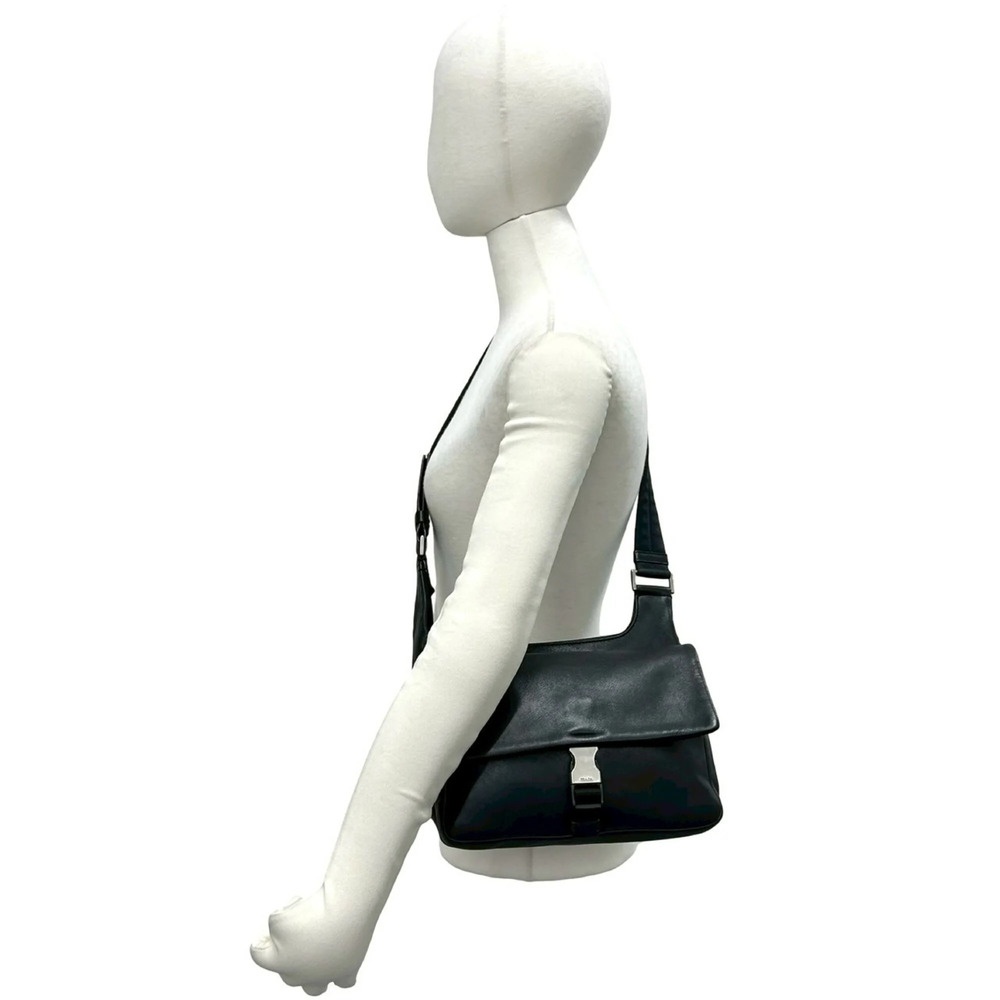 PRADA Black Leather Pochette Shoulder Bag - Picture 2 of 10